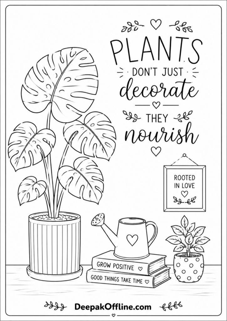 Bloom Where You Color — Printable Sheets for Garden Lovers 6 Nourish with plants and love