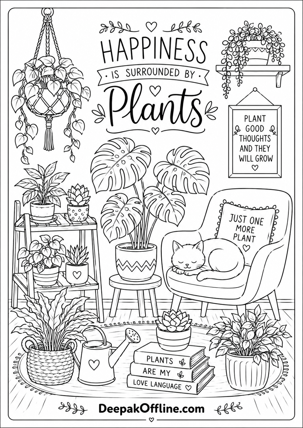 Bloom Where You Color — Printable Sheets for Garden Lovers 5 cozy plant corner