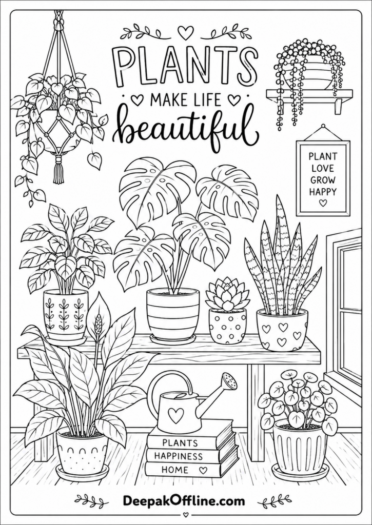 Bloom Where You Color — Printable Sheets for Garden Lovers 2 plants make life beautiful