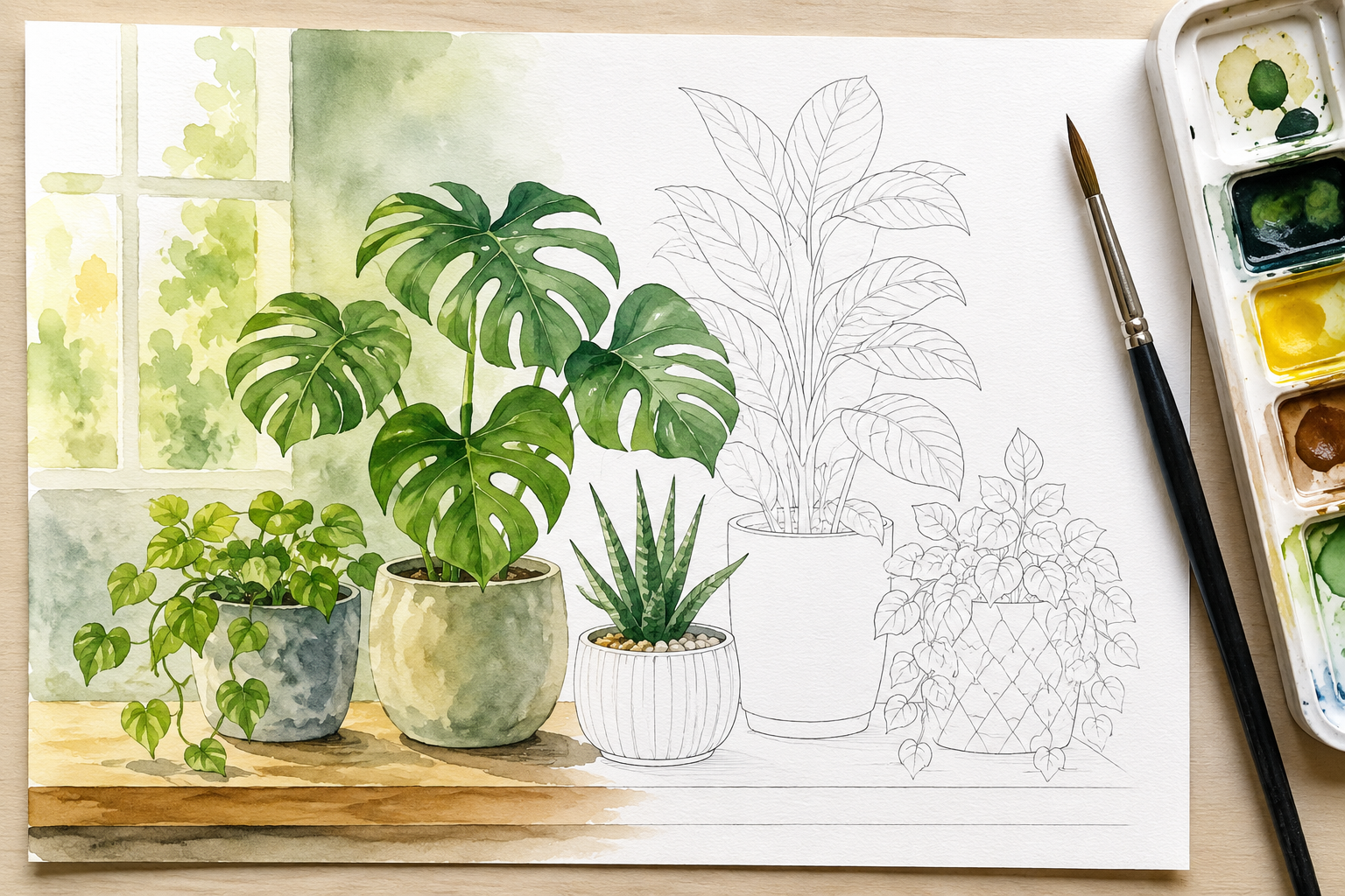 watercolour by hand