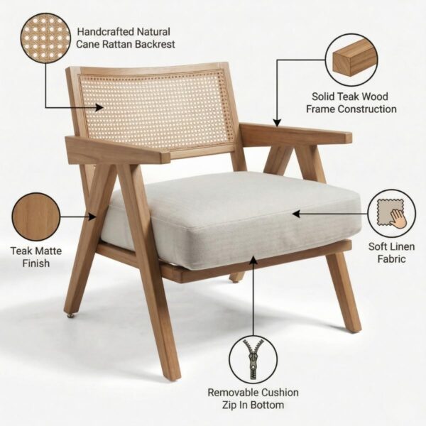 chair 1 Handcrafted Rattan Lounge Chair in Natural Finish