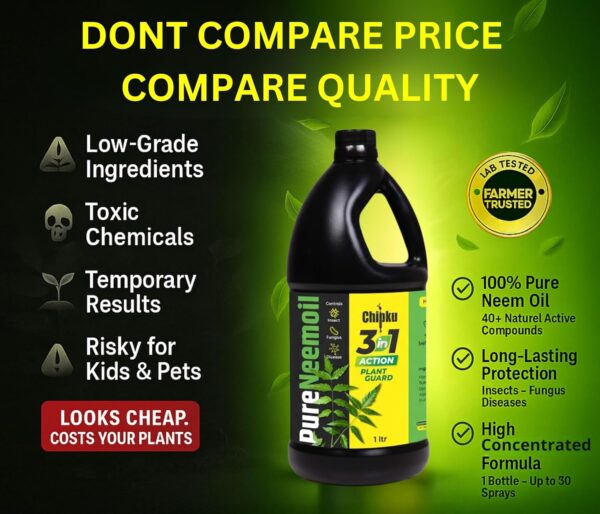 chipku neem Organic Cold-Pressed Neem Oil for Plants – 1 Litre