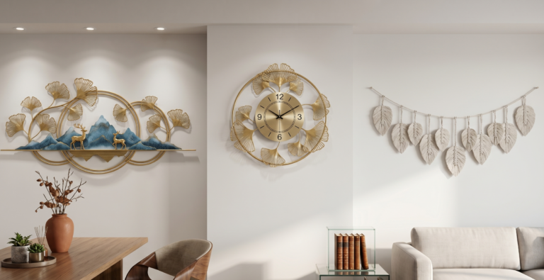 How to Decorate a Large Living Room Wall Without Making It Feel Empty 1 metal wall art for living room scaled e1781943731998