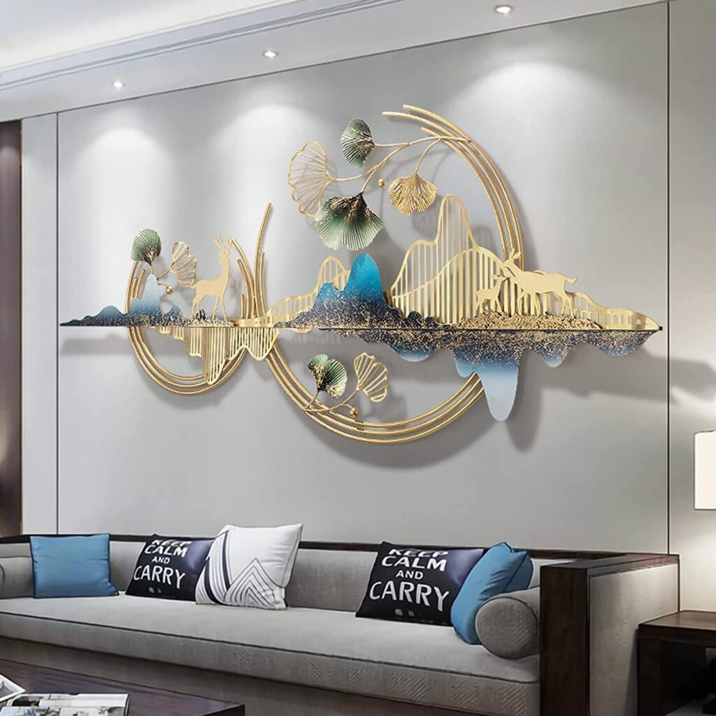 How to Decorate a Large Living Room Wall Without Making It Feel Empty 2 mountain metal