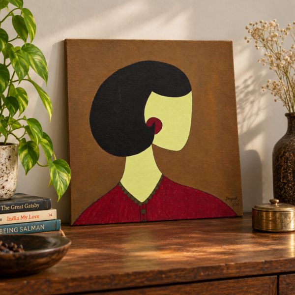 lady art 2 The Quiet Profile – Original Handmade Acrylic Painting on Canvas Board