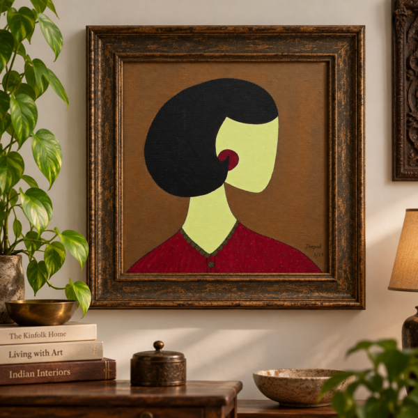 lady art 4 The Quiet Profile – Original Handmade Acrylic Painting on Canvas Board