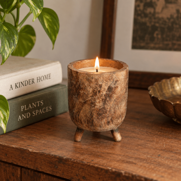 wooden candle 3 Rare Wooden Candle – Natural Rustic Finish