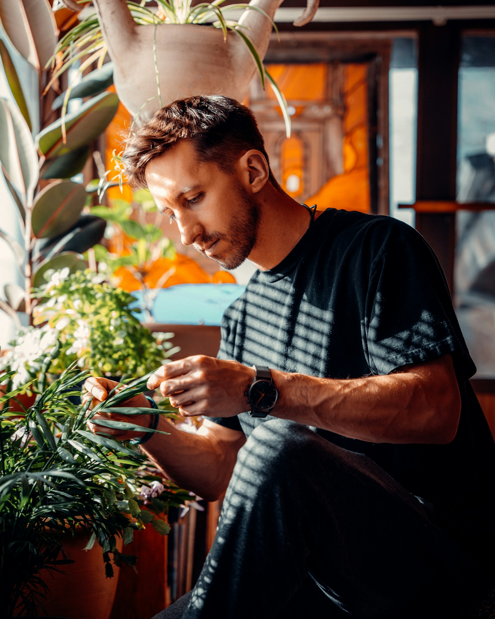 man with plants